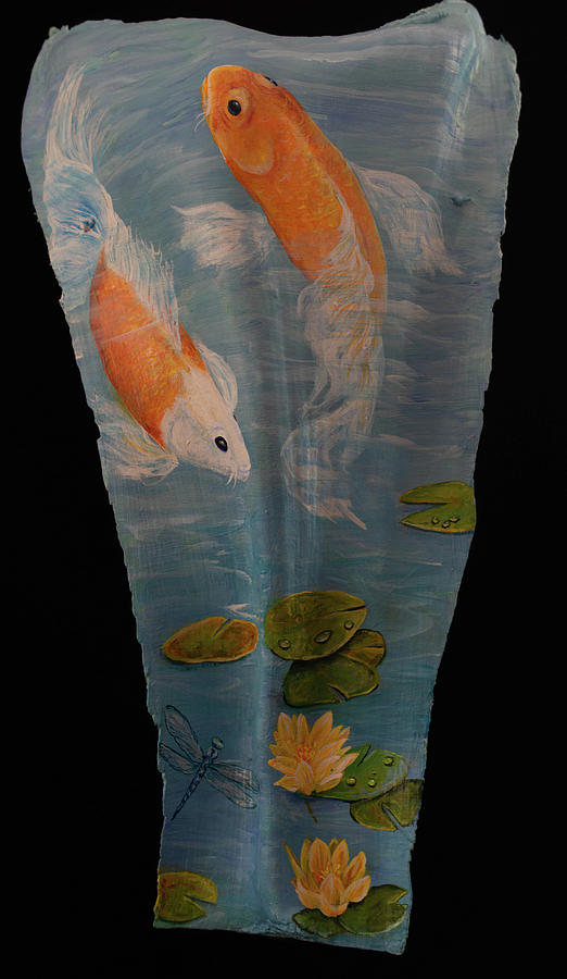 Two Koi Painting by Nancy Lauby