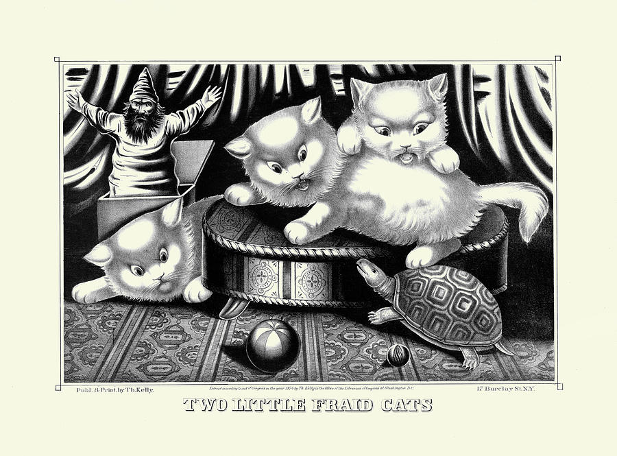 Two little fraid cats Painting by Thomas Kelly