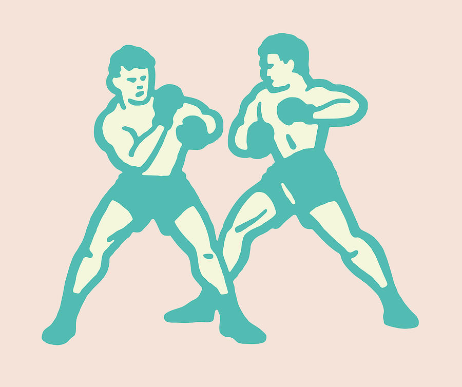Sports Drawing - Two Male Boxers by CSA Images