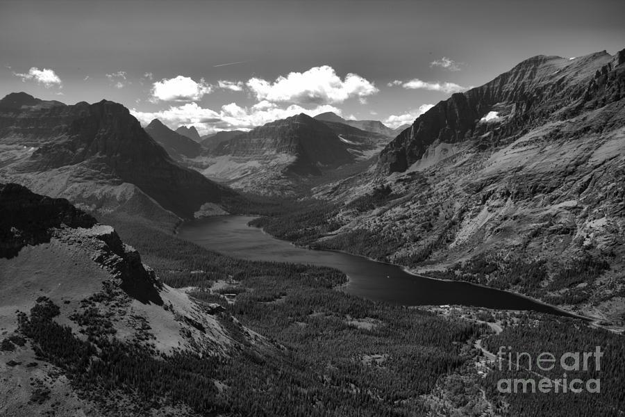 Two Medicine Lake Overlook Black And White Photograph by Adam Jewell