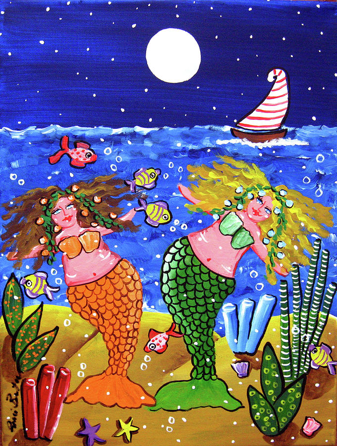 Two Mermaids Painting by Renie Britenbucher - Fine Art America