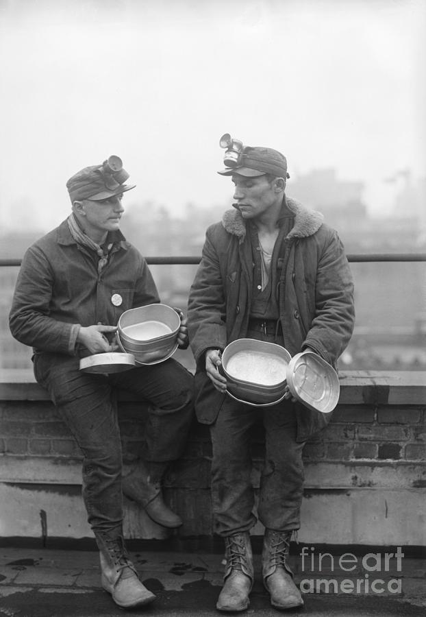Two Mine Workers With Canteen Dishes Photograph by Bettmann