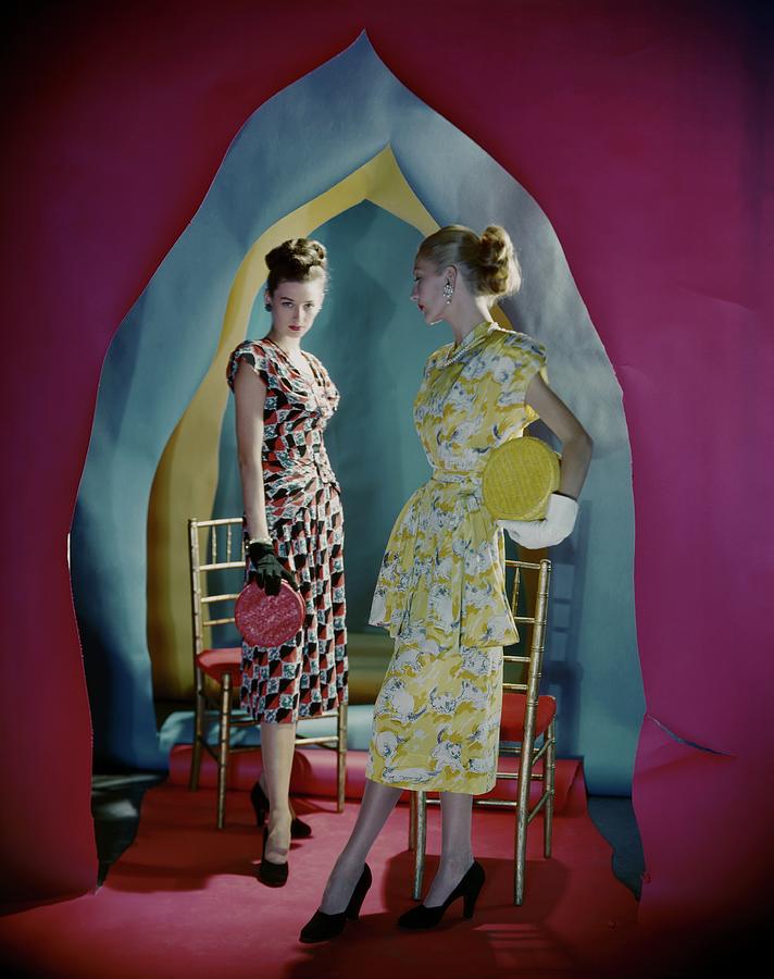 Two Models Beneath Arches Cut Of Colored Paper Photograph by Cecil Beaton