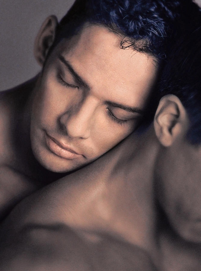 Two Naked Young Men Embracing, Close-up Photograph by Ed Freeman