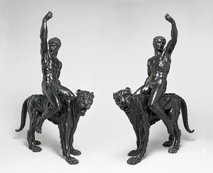Two Nude Bacchants Riding Panthers, Bronze Photograph by Michelangelo Buonarroti