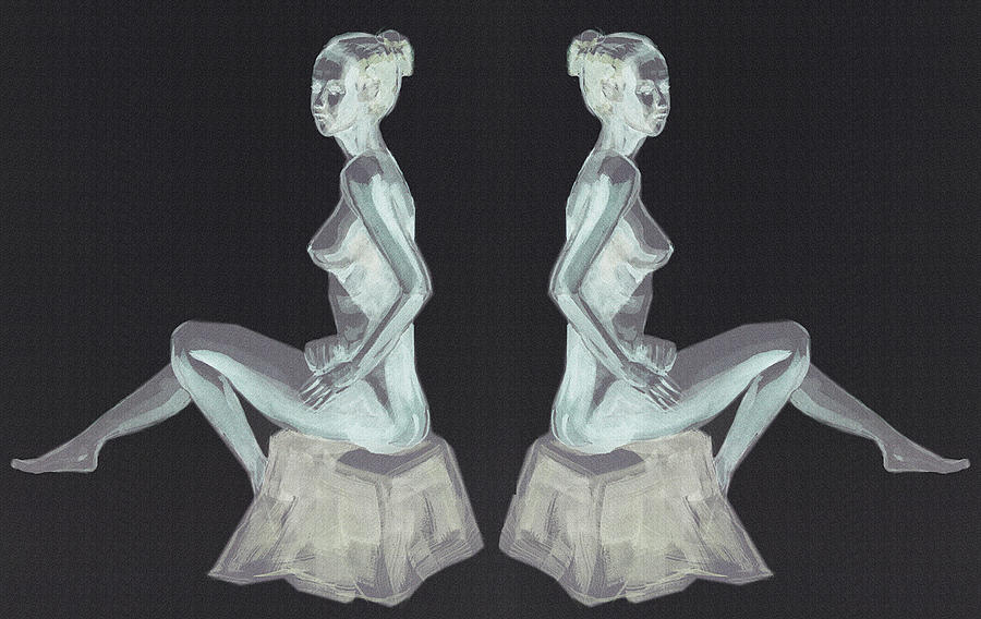 Two Nude Models Sitting Collage Painting by Irina Sztukowski