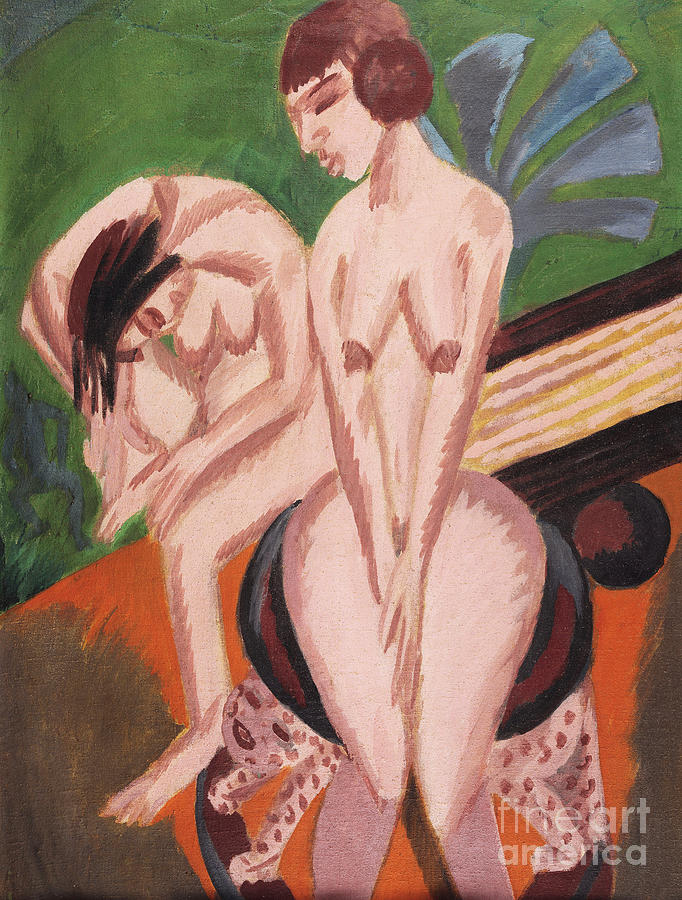 Two Nudes In The Room; Zwei Akte Im Raum, 1914 Painting by Ernst Ludwig Kirchner