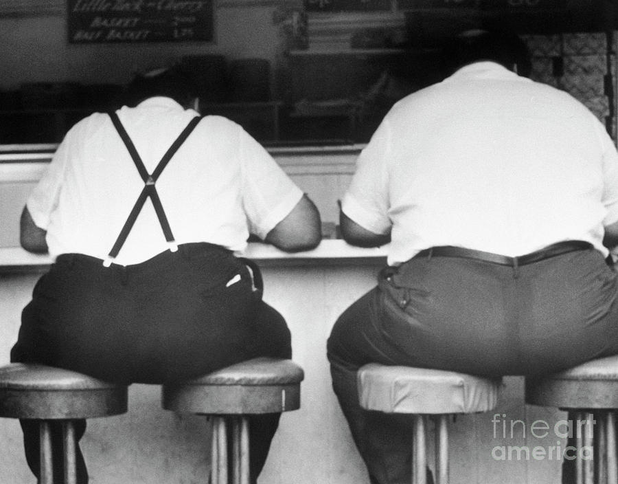 Two Obese Men In A Diner Photograph by Bettmann
