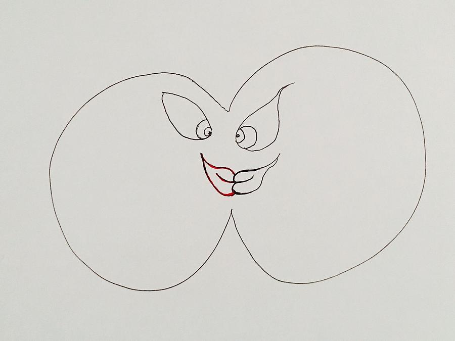 Two Oval Heads kissing Drawing by Douglas Fromm