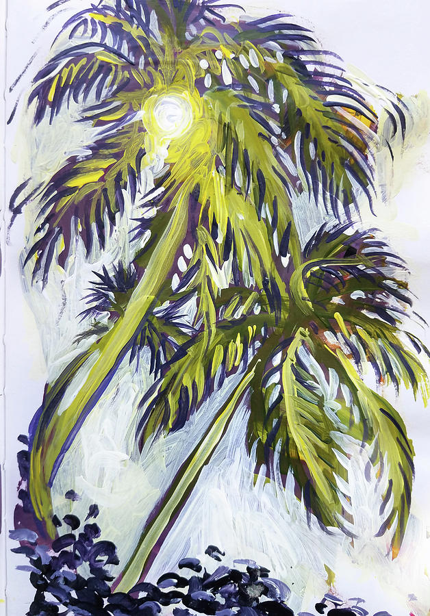 Two Palm Sketch Painting by Tilly Strauss