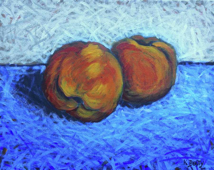 Two Peaches Painting by Karla Beatty