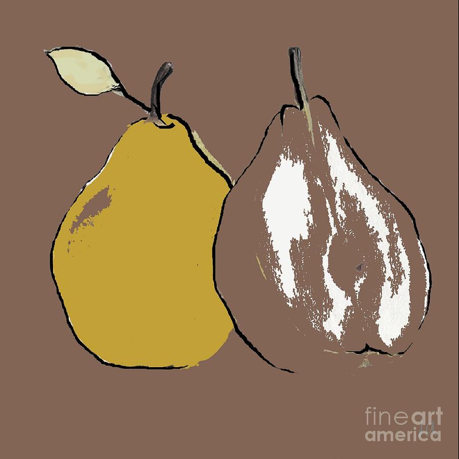 Pear Painting - Two Pears - abstract painting by Vesna Antic