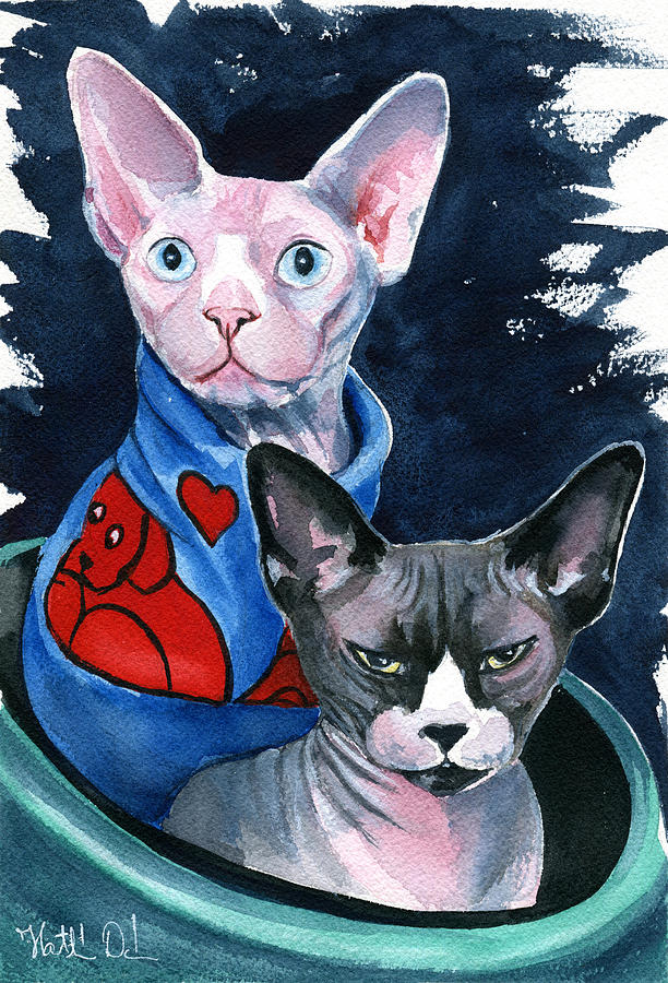 Cat Painting - Two Peas In A Pod  by Dora Hathazi Mendes