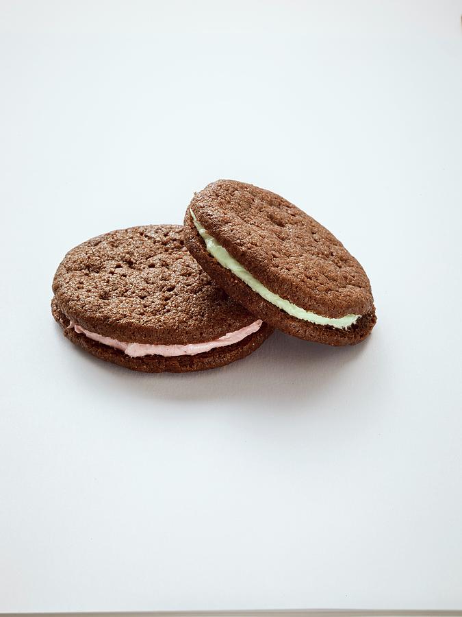 Two Peppermint Sandwich Biscuits Photograph by Antonis Achilleos