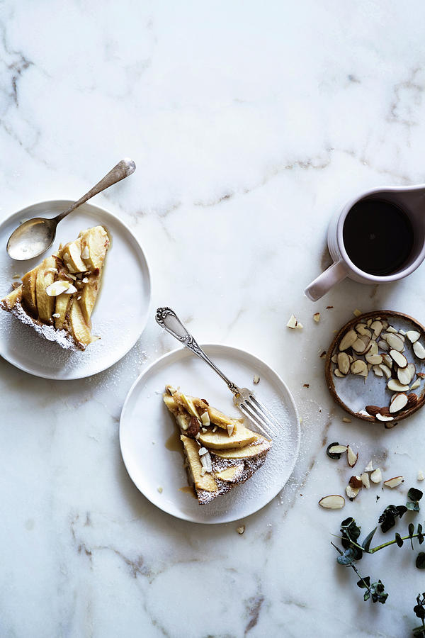 Two Pieces Of Apple Cake With Almonds Photograph by Silvia Palma Photography