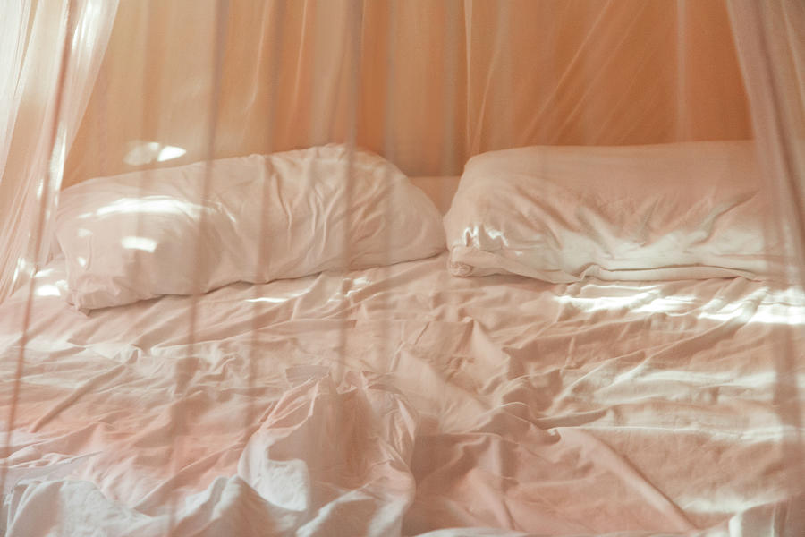 Two Pillows And Empty Bed With Netting Photograph by Sasha Weleber