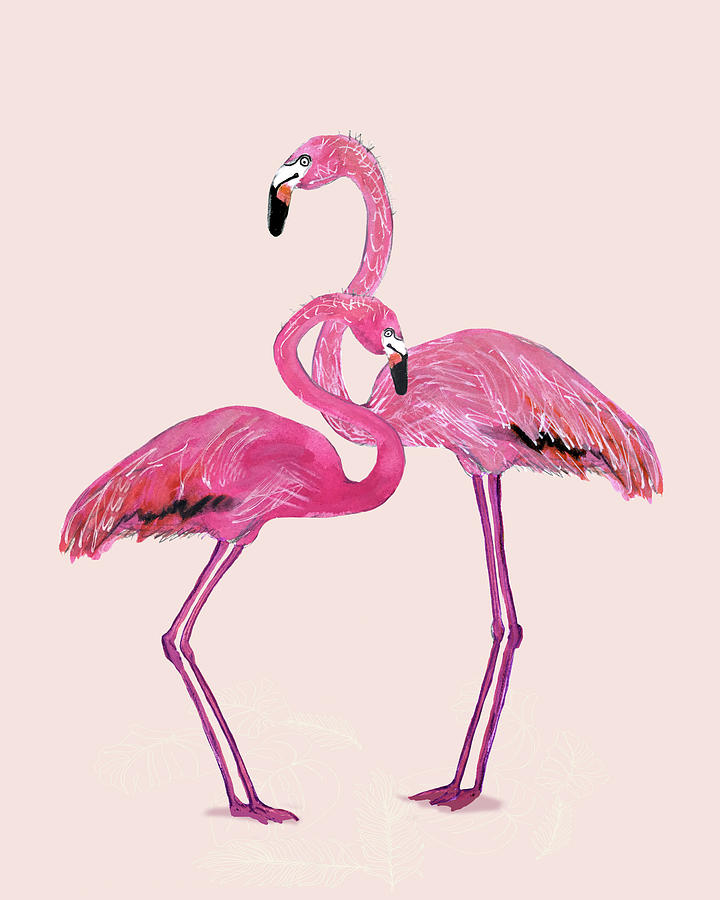 Two Pink Flamingos Painting by Blenda Studio