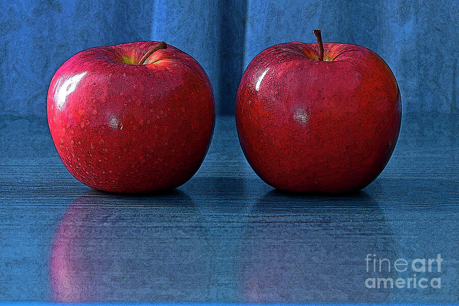 Two red apples in blue mood Photograph by Tibor Tivadar Kui Fine Art