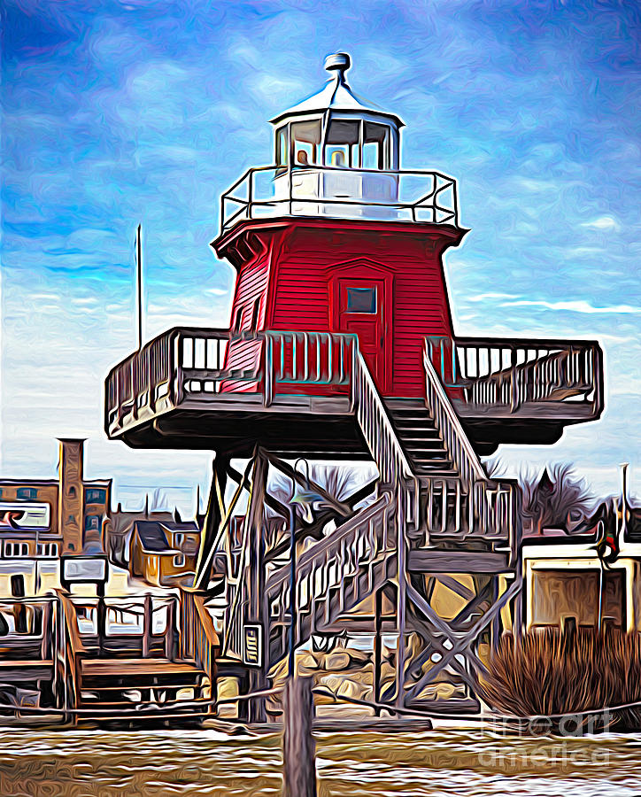 Two-Rivers Lighthouse, Wisconsin, Lake Michigan, Great Lakes Digital Art by Wernher Krutein