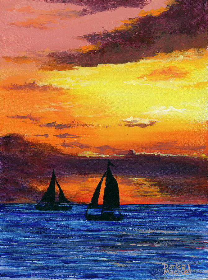 Two Sailboats Painting by Darice Machel McGuire