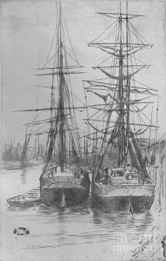 Two Ships, 1875, 1904 Drawing by Print Collector