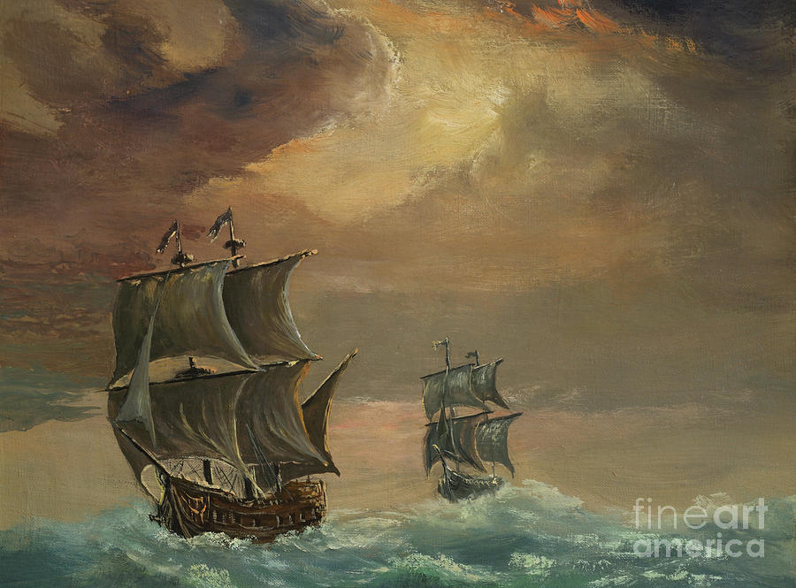 Two Ships Digital Art by Pobytov