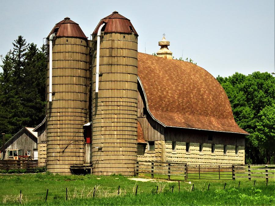 Two Silo Barn  Photograph by Lori Frisch