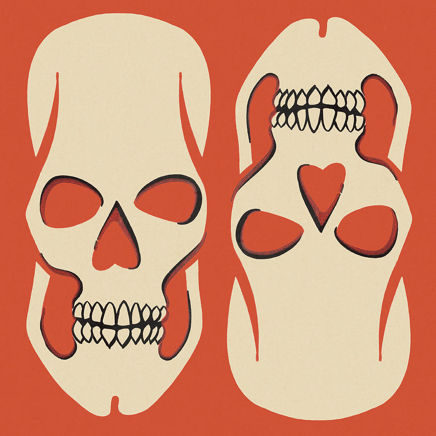 Halloween Drawing - Two Skulls by CSA Images