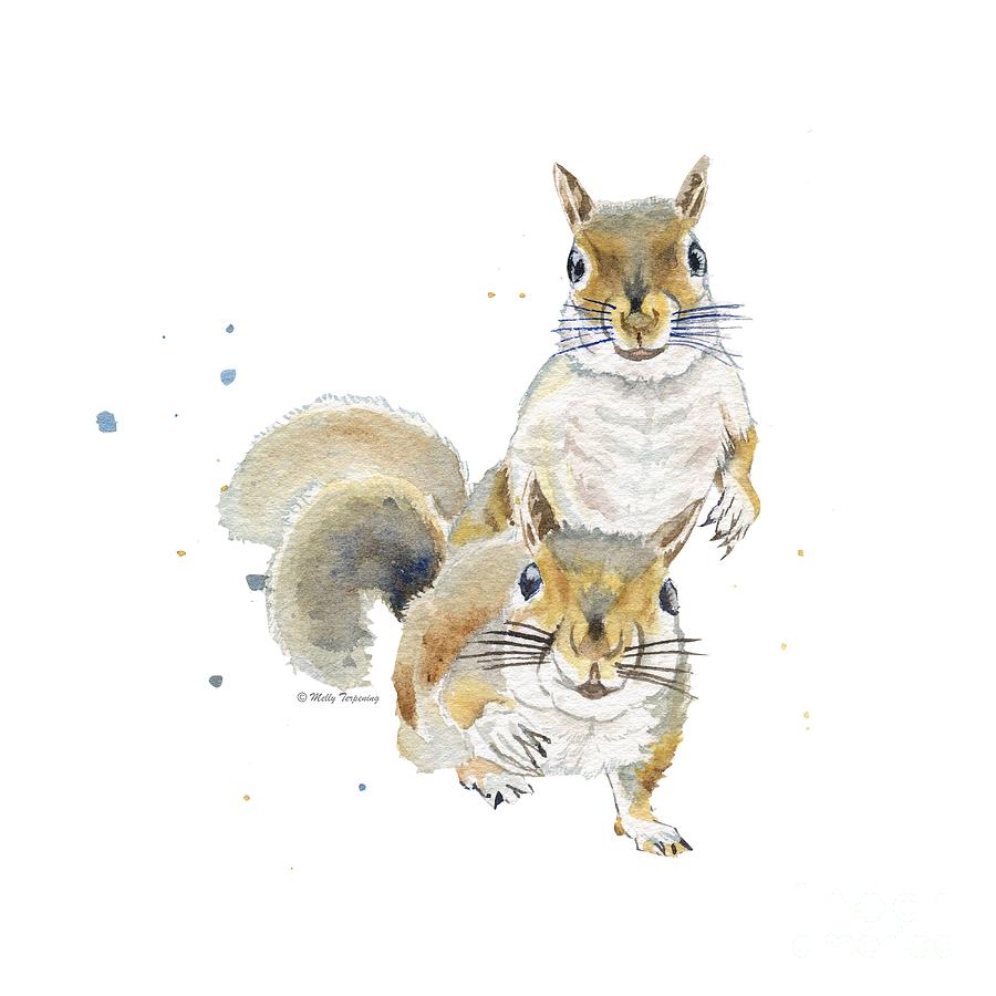 Two Squirrels Painting by Melly Terpening