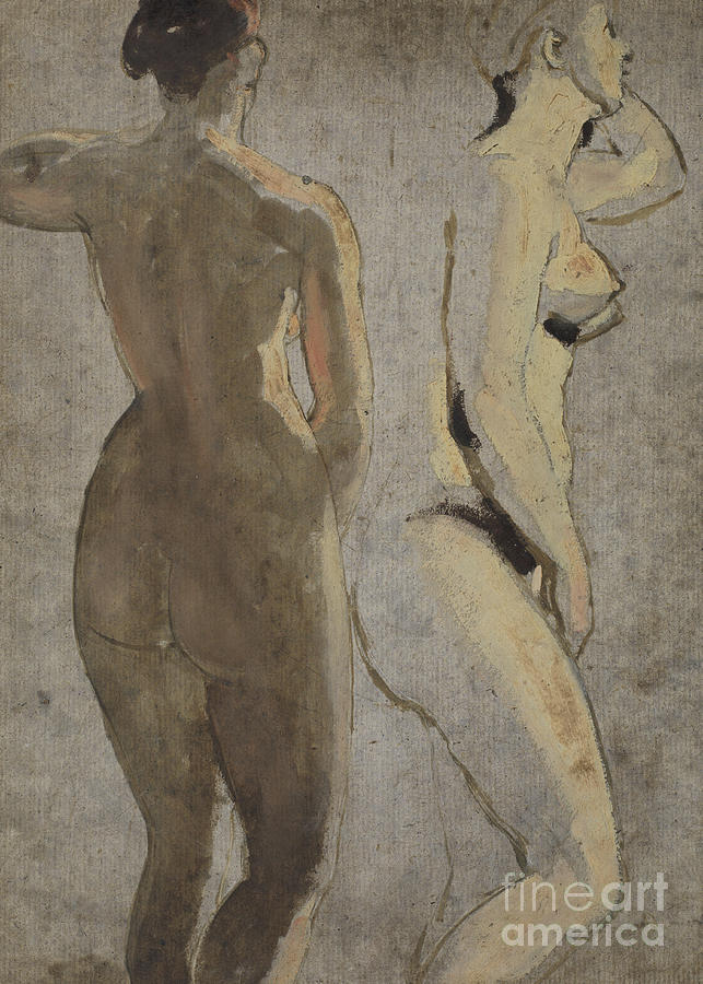 Two standing Female Nudes, verso Painting by William Etty