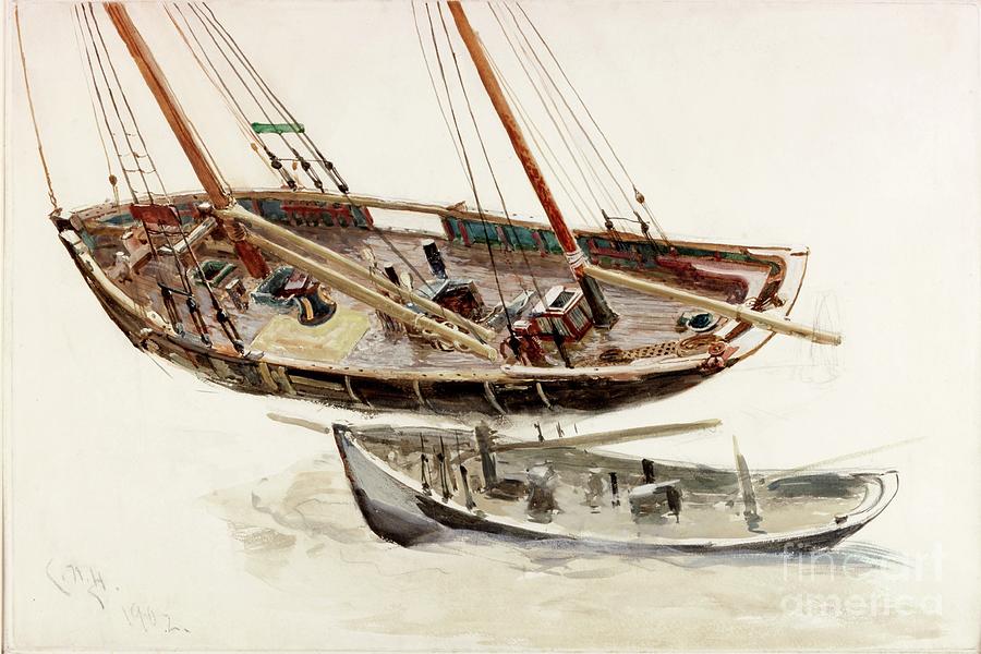 Two Studies Of A Trawler Drawing by Charles Napier Hemy - Fine Art America