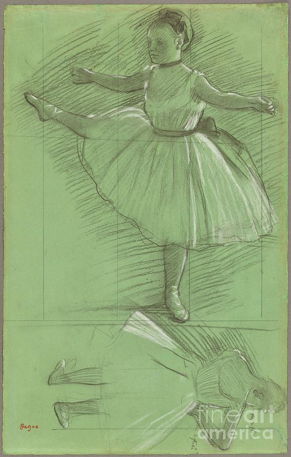 Two Studies Of Dancers, C.1873 Drawing by Edgar Degas
