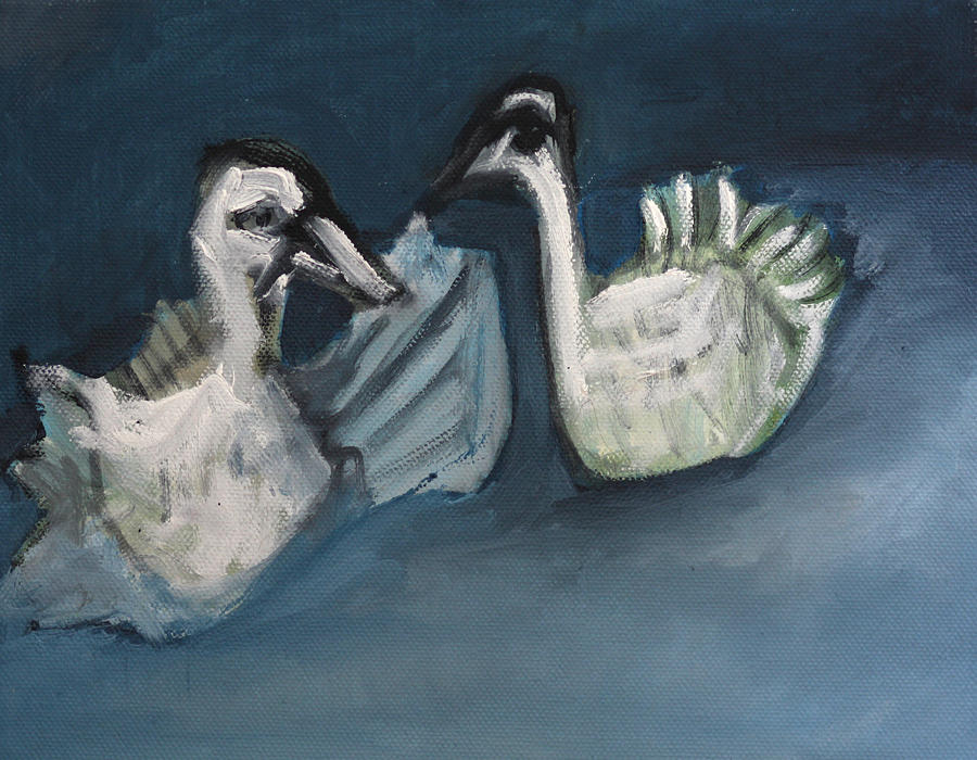 Two Swans Painting by Edgeworth Johnstone
