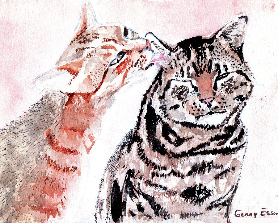 Two Tabbies Painting by Genevieve Esson