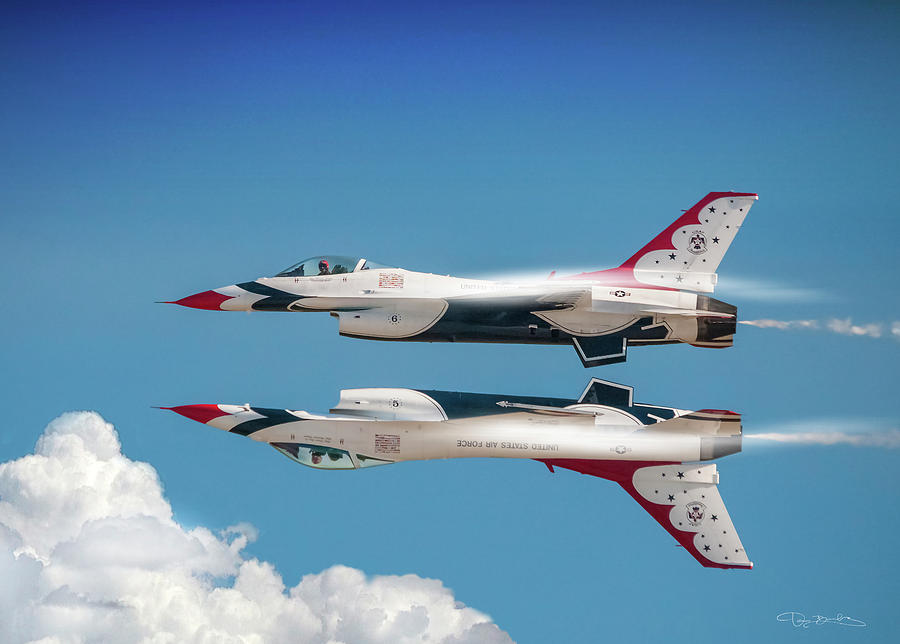 Two Thunderbird Jets Flying Belly To Belly Photograph by Dan Barba