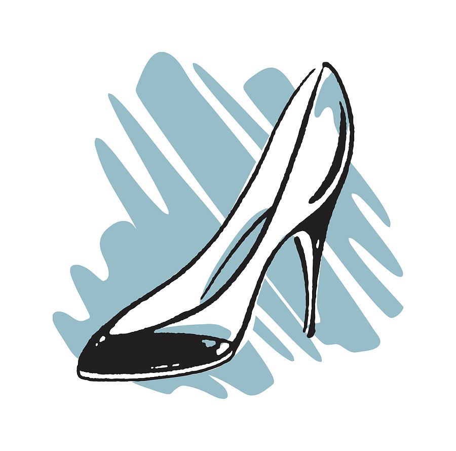 Vintage Drawing - Two-Tone High Heel Shoe by CSA Images