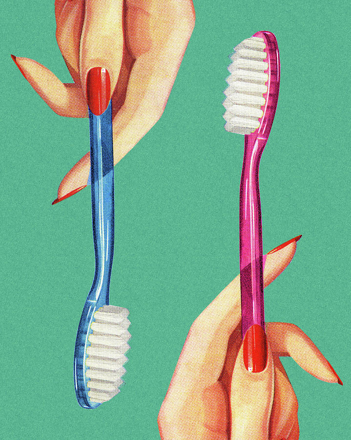 Two Toothbrushes Drawing by CSA Images Two Toothbrushes Drawing by CSA Images