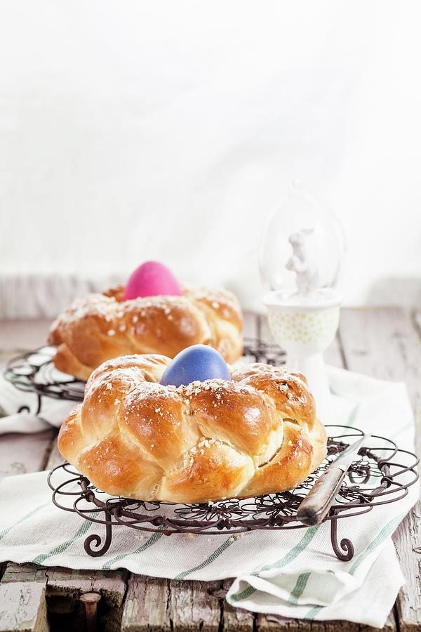 Two Traditional Easter Nest Breads Photograph by Susan Brooks-dammann
