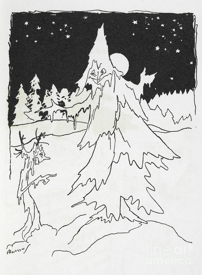 Two Tree Men In A Snowy Wood Painting by European School