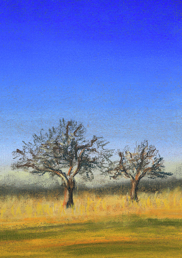 Two trees Painting by Karen Kaspar