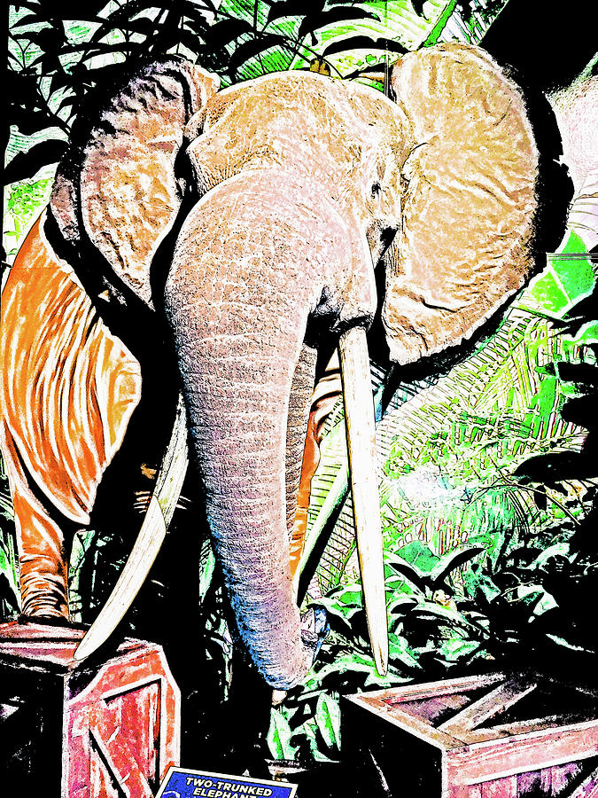 Two Trunked Elephant 3 Painting by Jeelan Clark