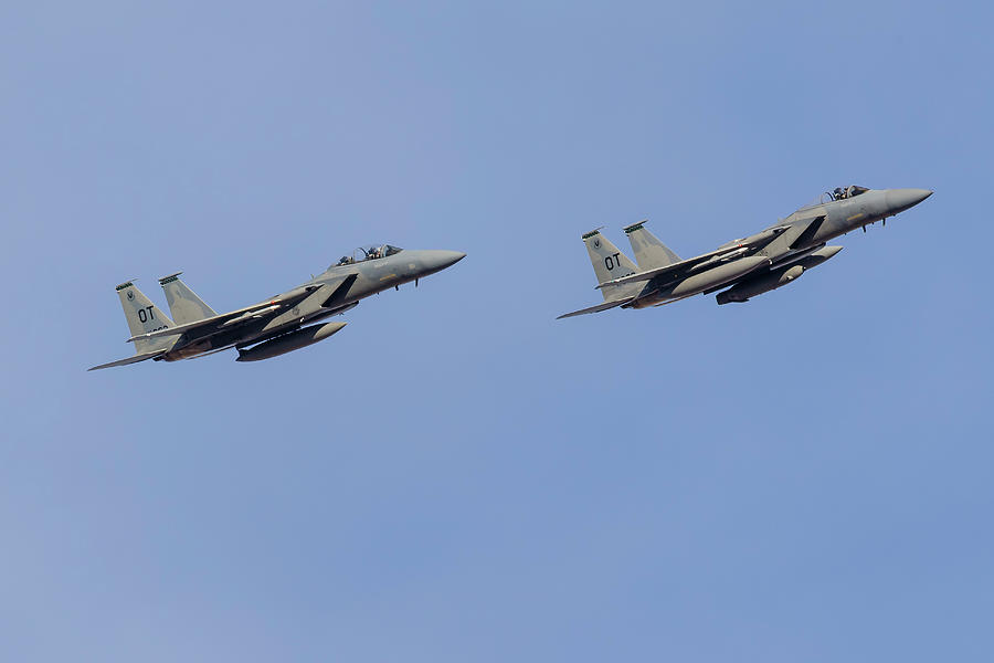Two U.s. Air Force F-15 Eagles Run Photograph by Rob Edgcumbe