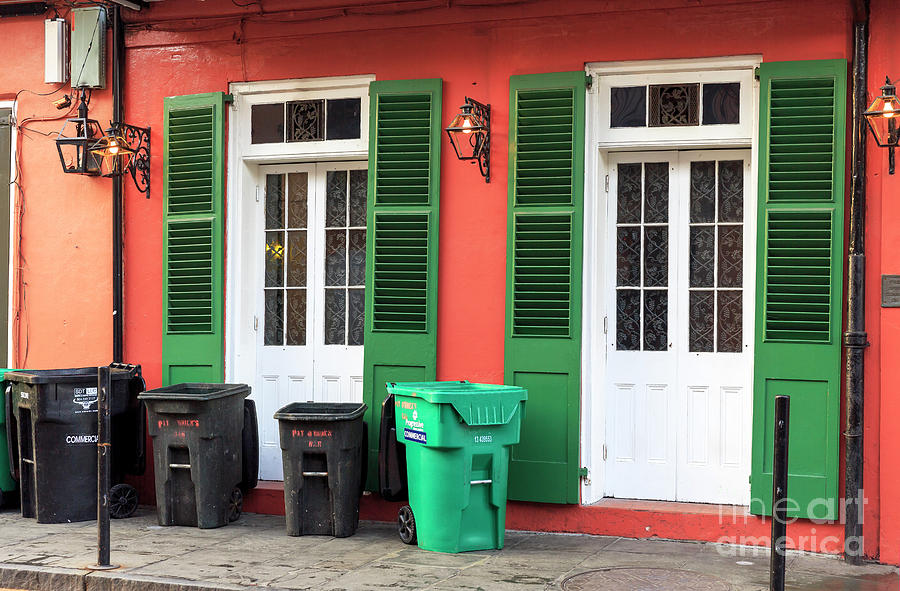 Architecture Photograph - Two White Doors at Pat OBriens New Orleans by John Rizzuto