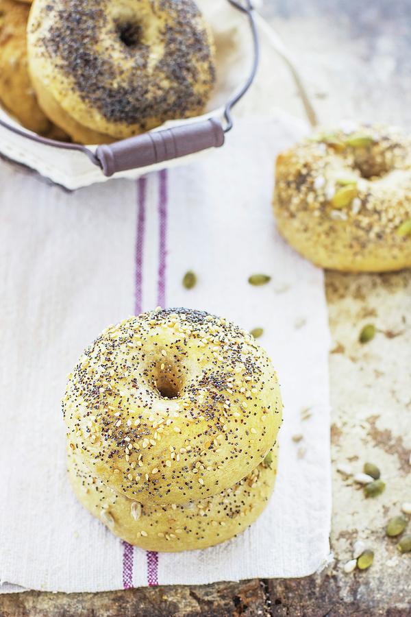 Two Whole Everything Bagels Photograph by Ileana Pavone