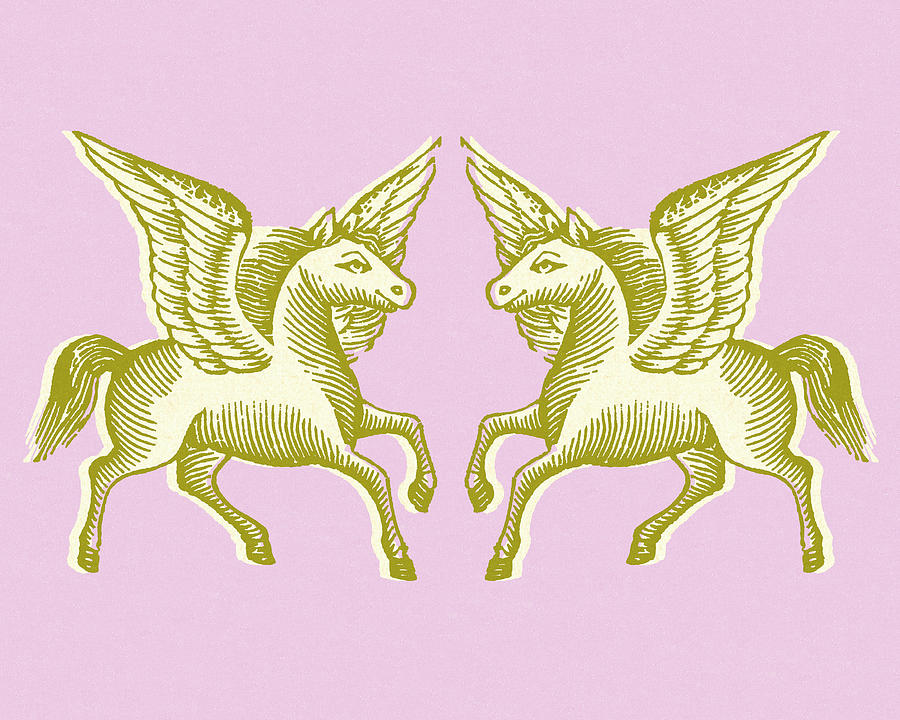Pegasus Drawing - Two Winged Horses by CSA Images
