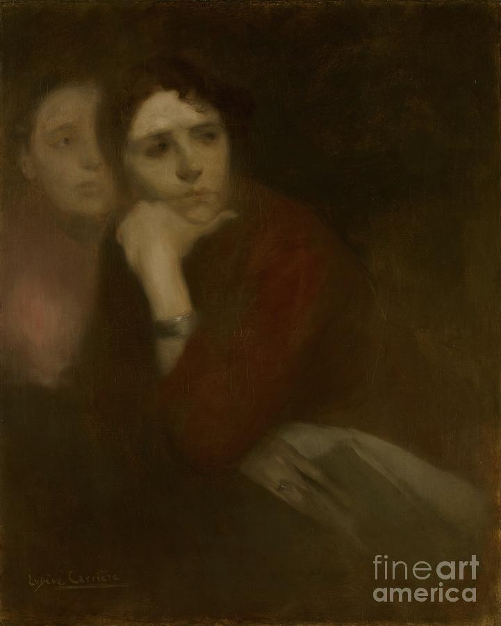 Two Women, 1895 By Eugene Carriere Painting by Eugene Carriere