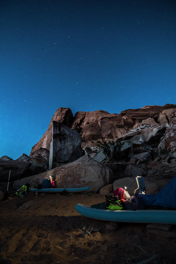 Desert Photograph - Two Women Camping Under Night Sky by Suzanne Stroeer