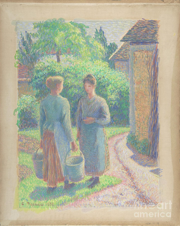 Two Women In A Garden Drawing by Heritage Images