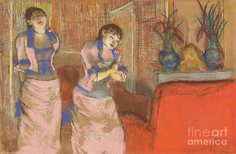Two Women, Pastel And Watercolor By Degas Painting by Edgar Degas