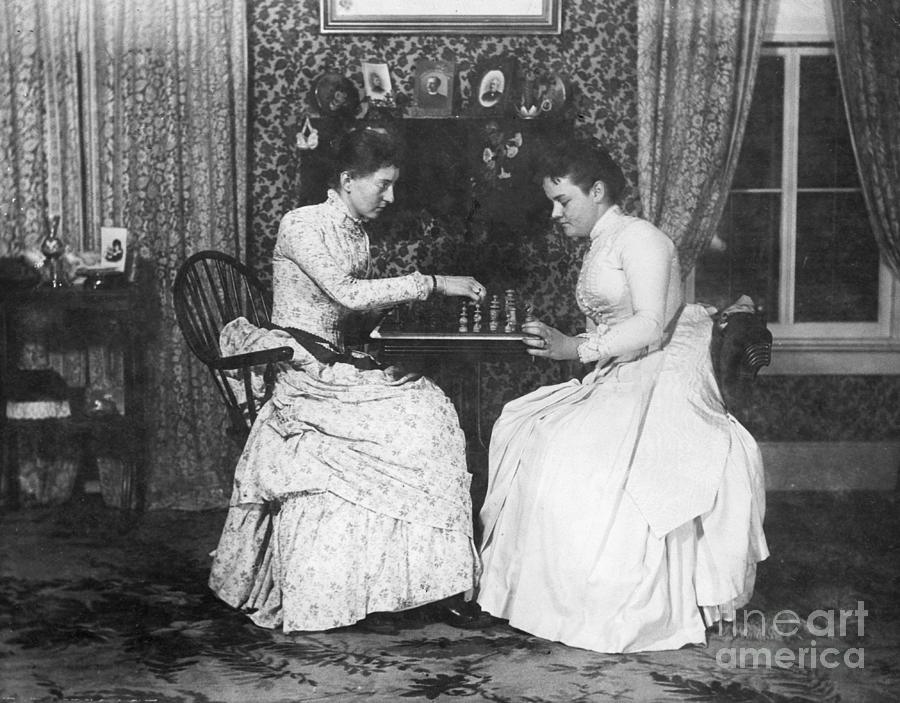 Two Women Playing Chess Photograph by Bettmann